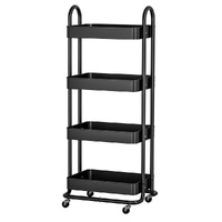  Storage Trolley Kitchen Cart 4 Tiers Black