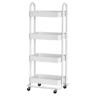  Storage Trolley Kitchen Cart 4 Tiers White