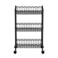  3-Tier Shelving Unit Adjustable Garage Storage Kitchen Rack With Wheels