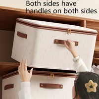 25L Double Zipper Storage Box with Faux Leather Handles | Large Capacity Lidded Basket, Perfect for Storing Clothes, Bedding, and Moving " Ideal for B