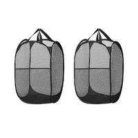 2 Pack Foldable Laundry Basket Hampers, Black