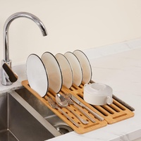 Foldable Bamboo Dish Drying Rack for Kitchen