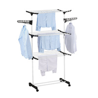 Folding 3 Tier Clothes Laundry Drying Rack with Stainless Steel Tubes for Indoor & Outdoor Home