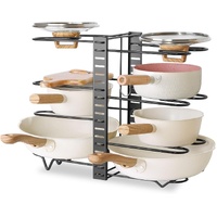 Adjustable 8-Tier Pan Rack Pot Organizer for Kitchen Cabinet