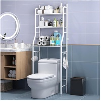 3-Tier Over The Toilet Storage Rack with Hooks & Paper Holder for Bathroom & Laundry Room