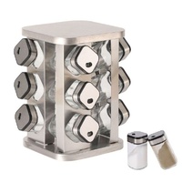 Rotating Spice Rack Organizer with 20 Glass Jars for Kitchen Countertop