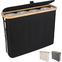 Toilet Paper Storage Basket Holds Up to 12 Rolls with Bamboo Lid and Handle for RV Closet (Black)