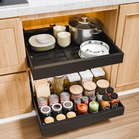 Pack Pull Out Cabinet Organizer Expandable for Cabinets with Adjustable Slide Out Shelves and Easy Installation (Black)