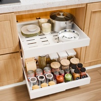 Pack Pull Out Cabinet Organizer Expandable for Cabinets with Adjustable Slide Out Shelves and Easy Installation (White)