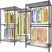 Heavy Duty Clothing Garment Rack Organizer with Hanging Rods & Storage Shelves for Clothes, Shoes & Wardrobe