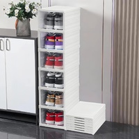 6-Tier Stackable Shoe Storage Box Organizer with Clear Door for Closet, Entryway or Cabinet