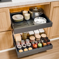 2 Pack Pull Out Cabinet Organizer Expandable for Cabinets with Adjustable Slide Out Shelves and Easy Installation (Grey)