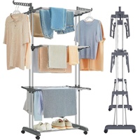 Folding Clothes Drying Rack with Wheels and Adjustable Side Wings for Laundry Rack and Clothes Storage (Upgraded Model)