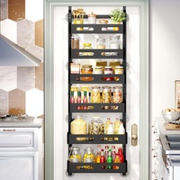 6 Tier Over the Door Organizer with Adjustable Metal Pantry Storage Rack and Hanging Baskets for Kitchen and Bathroom