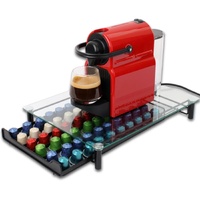 60 Coffee Pod Holder Drawer with Tempered Glass Capsule Organizer for Nespresso Pods and Sliding Drawer for Kitchen Countertop