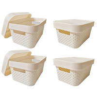 24x 5L Premium Plastic Storage Basket Container Box w/ Lid Dot Pattern (26.5*18*12.5cm)