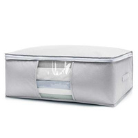 2-Pack Grey Extra Large Quilt & Clothes Storage Bag (63X43X22CM) - Breathable Wardrobe Organizer with Clear Window & Double Zippers