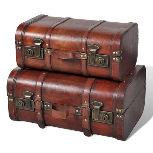  Wooden Treasure Chests 2 pcs Vintage Brown