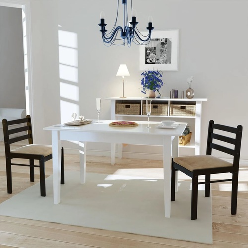  Dining Chairs 2 pcs Brown Solid Rubber Wood and Velvet