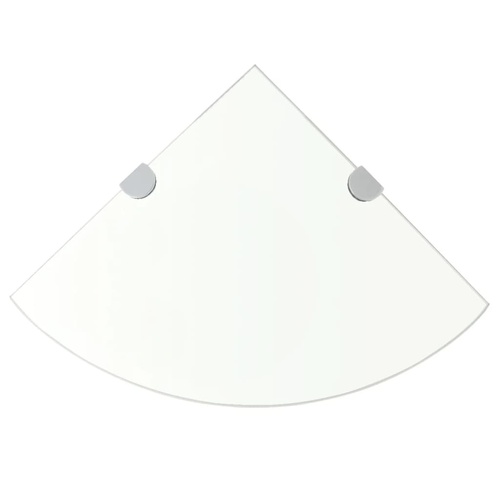 Corner Shelf with Chrome Supports Glass Clear 25x25 cm