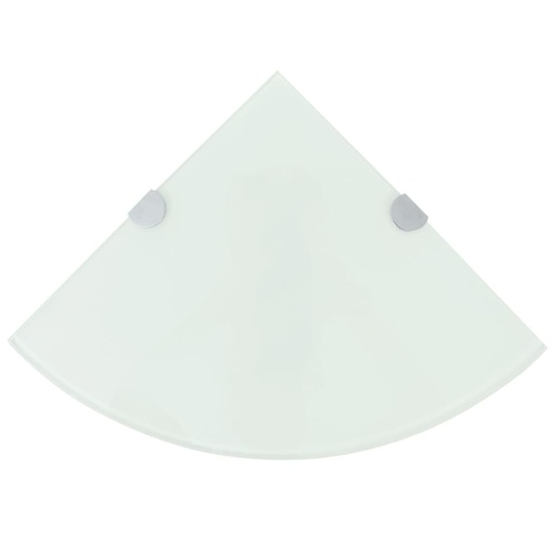  Corner Shelf with Chrome Supports Glass White 25x25 cm