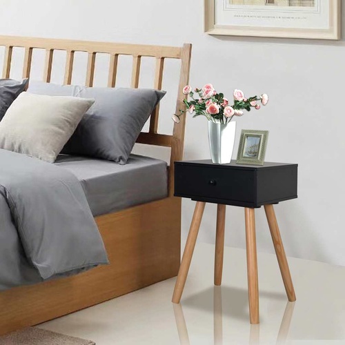  Bedside Tables 2 pcs Solid Pinewood 40x30x61 cm Black