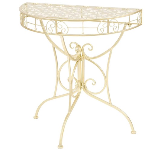  Side Table Vintage Style Half Round Metal 72x36x74 cm Gold