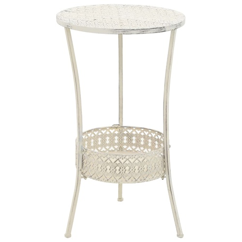  Bistro Table Vintage Style Round Metal 40x70 cm White