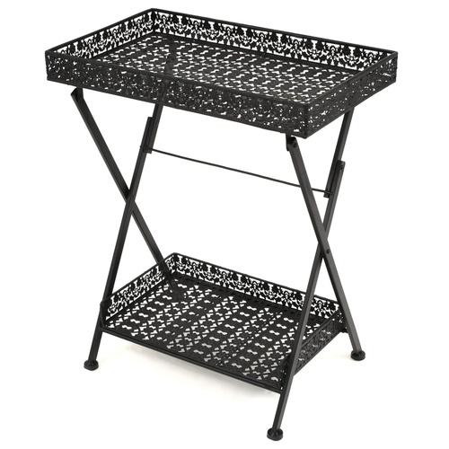  Folding Tea Table Vintage Style Metal 58x35x72 cm Black
