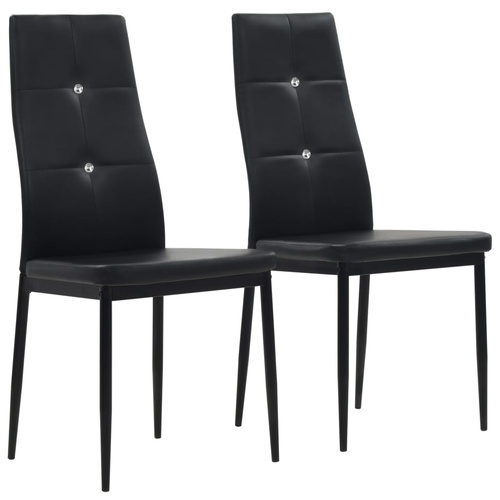  Dining Chairs 2 pcs Black Faux Leather