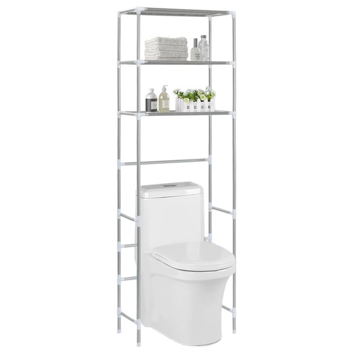  3-Tier Storage Rack over Toilet Silver 53x28x169 cm