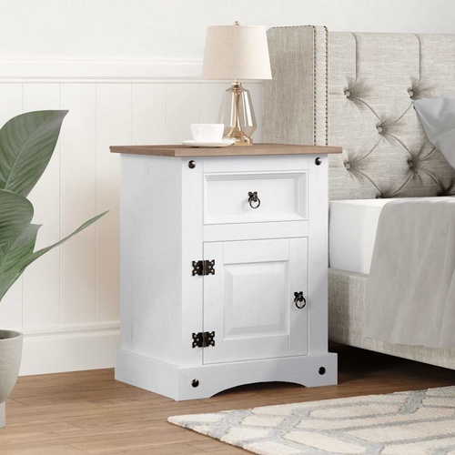  Bedside Cabinet Mexican Pine Corona Range White 53x39x67 cm