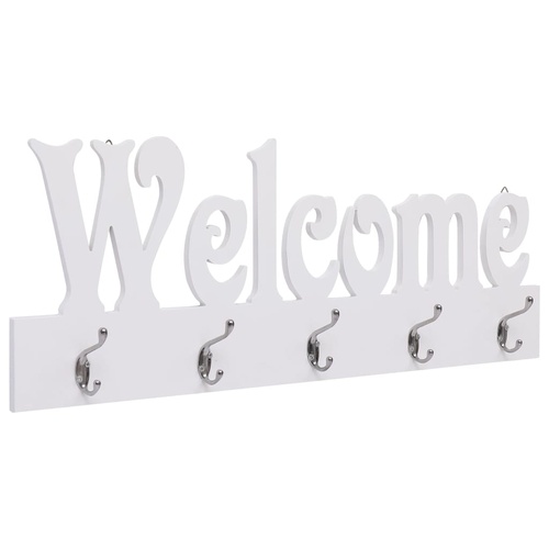  Wall Mounted Coat Rack WELCOME White 74x29.5 cm