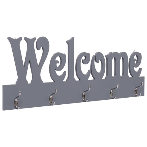  Wall Mounted Coat Rack WELCOME Grey 74x29.5 cm