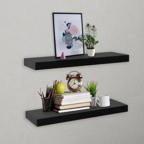  Floating Wall Shelves 2 pcs Black 40x20x3.8 cm
