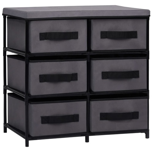 Storage Cabinet with 6 Drawers 55x29x55 cm Grey Steel