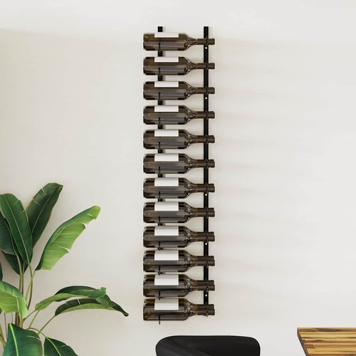  Wall-mounted Wine Rack for 24 Bottles Black Iron