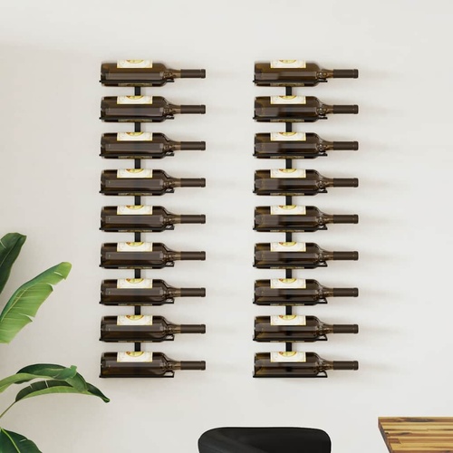  Wall-mounted Wine Racks for 18 Bottles 2 pcs Black Iron