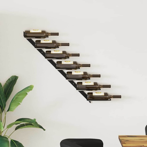  Wall-mounted Wine Rack for 7 Bottles Black Metal
