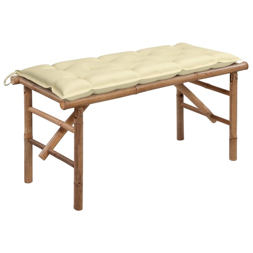  Folding Garden Bench with Cushion 118 cm Bamboo