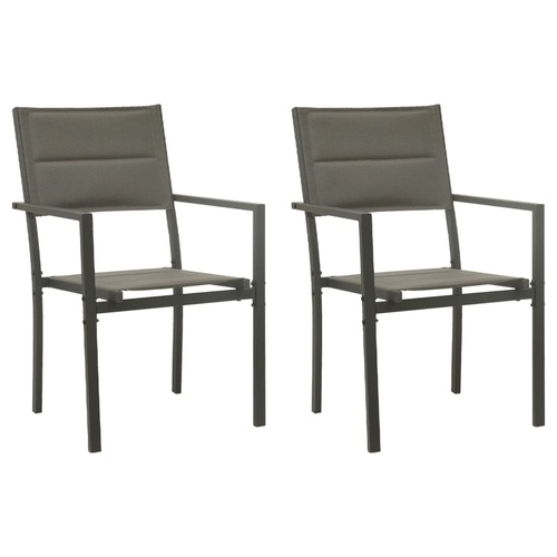  Garden Chairs 2 pcs Textilene and Steel Grey and Anthracite
