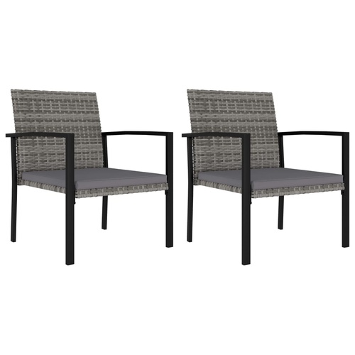  Garden Dining Chairs 2 pcs Poly Rattan Grey