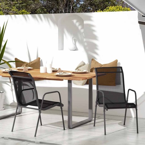  Garden Chairs 2 pcs Steel and Textilene Black