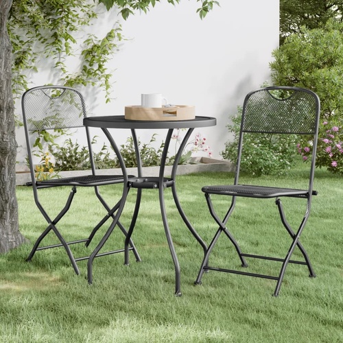  Folding Garden Chairs 2 pcs Expanded Metal Mesh Anthracite