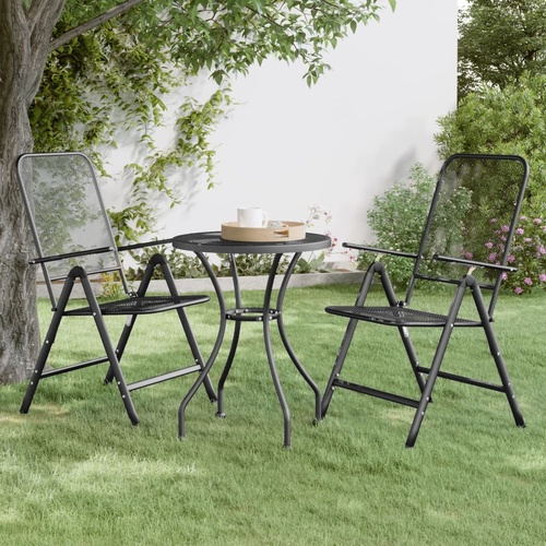 Folding Garden Chairs 2 pcs Expanded Metal Mesh Anthracite