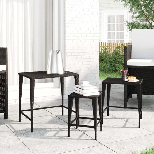  Nesting Tables 3 pcs Black Poly Rattan