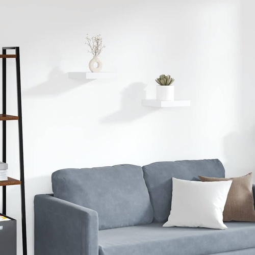  Floating Wall Shelves 2 pcs White 23x23.5x3.8 cm MDF