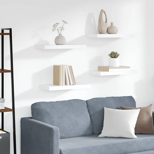  Floating Wall Shelves 4 pcs White 50x23x3.8 cm MDF