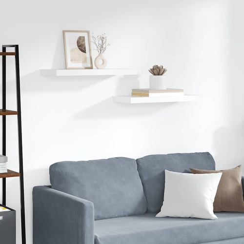  Floating Wall Shelves 2 pcs White 60x23.5x3.8 cm MDF