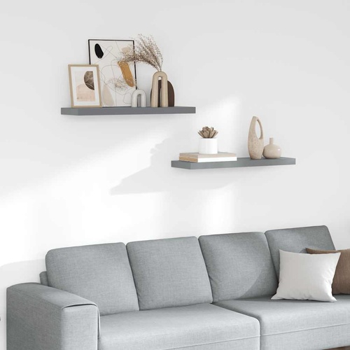  Floating Wall Shelves 2 pcs Grey 80x23.5x3.8 cm MDF